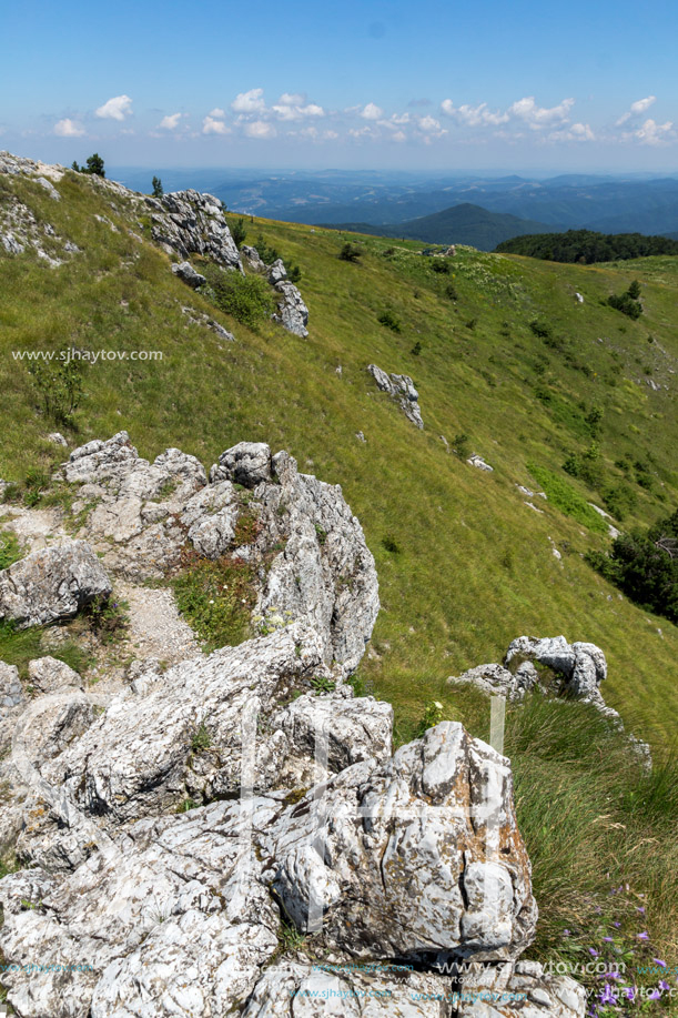 Amazing Summer Landscape to Stara Planina (Balkan) Mountains from Shipka peak , Stara Zagora Region, Bulgaria