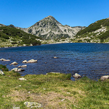 Landscape with green hills around The Frog lake, Pirin Mountain, Bulgaria