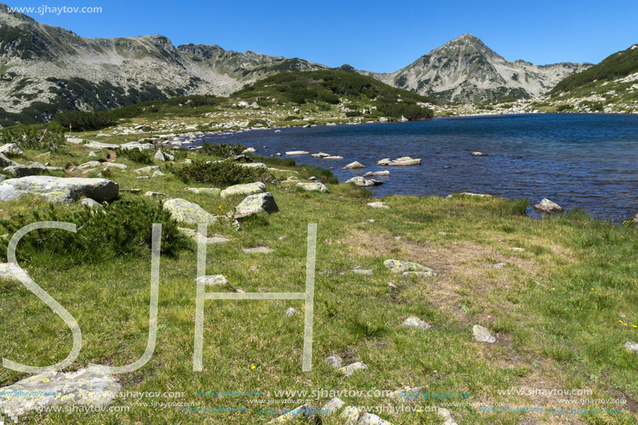 Landscape with green hills around The Frog lake, Pirin Mountain, Bulgaria