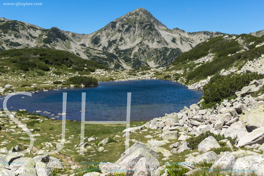 Landscape with green hills around The Frog lake, Pirin Mountain, Bulgaria