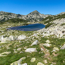 Landscape with green hills around The Frog lake, Pirin Mountain, Bulgaria