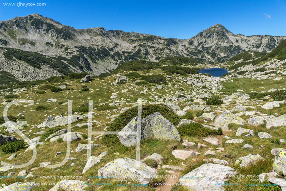 Landscape with green hills around The Frog lake, Pirin Mountain, Bulgaria