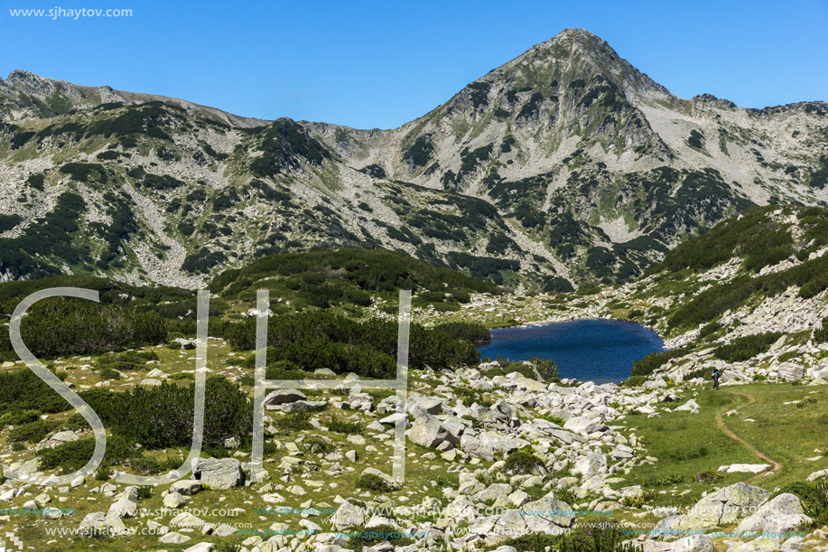 Landscape with green hills around The Frog lake, Pirin Mountain, Bulgaria