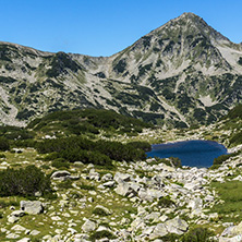 Landscape with green hills around The Frog lake, Pirin Mountain, Bulgaria