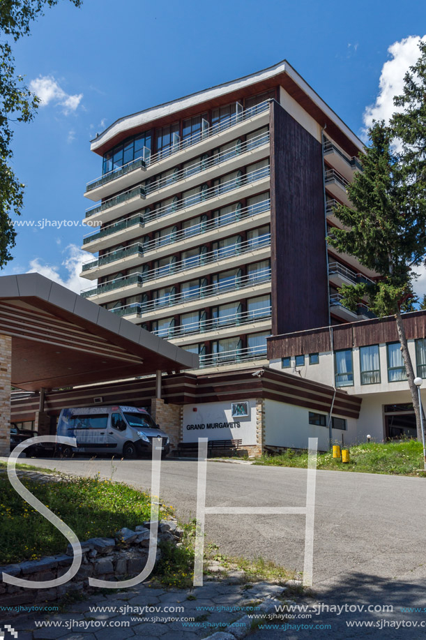 PAMPOROVO, BULGARIA - AUGUST 14, 2018: Summer view of Ski resort Pamporovo in Rhodope Mountains, Smolyan Region, Bulgaria