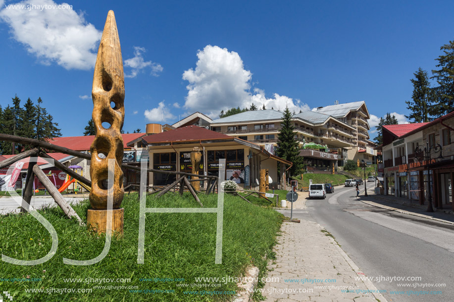 PAMPOROVO, BULGARIA - AUGUST 14, 2018: Summer view of Ski resort Pamporovo in Rhodope Mountains, Smolyan Region, Bulgaria