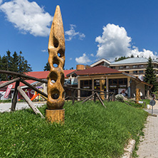 PAMPOROVO, BULGARIA - AUGUST 14, 2018: Summer view of Ski resort Pamporovo in Rhodope Mountains, Smolyan Region, Bulgaria