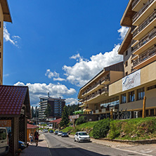 PAMPOROVO, BULGARIA - AUGUST 14, 2018: Summer view of Ski resort Pamporovo in Rhodope Mountains, Smolyan Region, Bulgaria