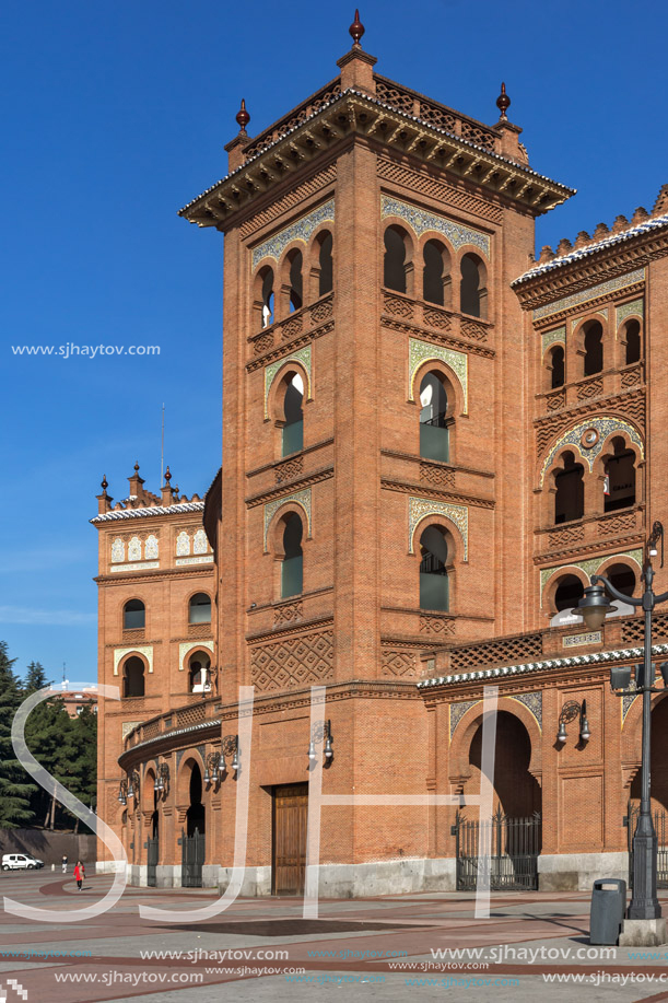 MADRID, SPAIN - JANUARY 24, 2018:  Las Ventas Bullring (Plaza de Toros de Las Ventas) situated at Plaza de torros in City of Madrid, Spain