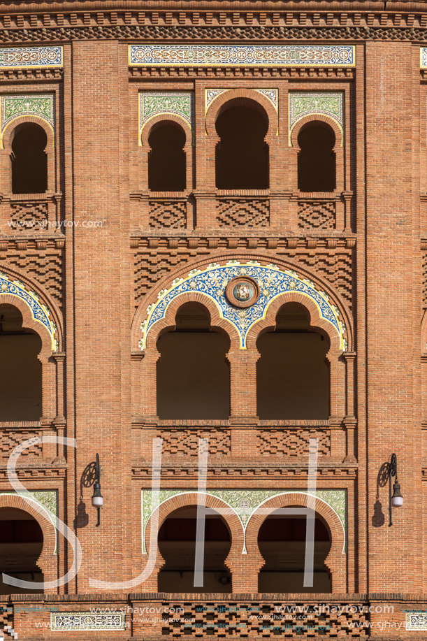 MADRID, SPAIN - JANUARY 24, 2018:  Las Ventas Bullring (Plaza de Toros de Las Ventas) situated at Plaza de torros in City of Madrid, Spain