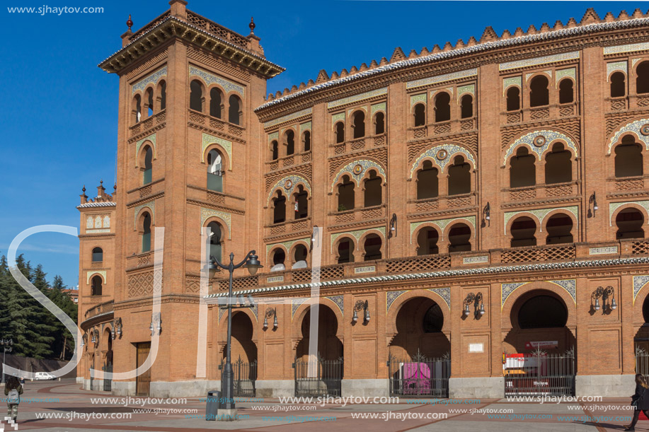 MADRID, SPAIN - JANUARY 24, 2018:  Las Ventas Bullring (Plaza de Toros de Las Ventas) situated at Plaza de torros in City of Madrid, Spain