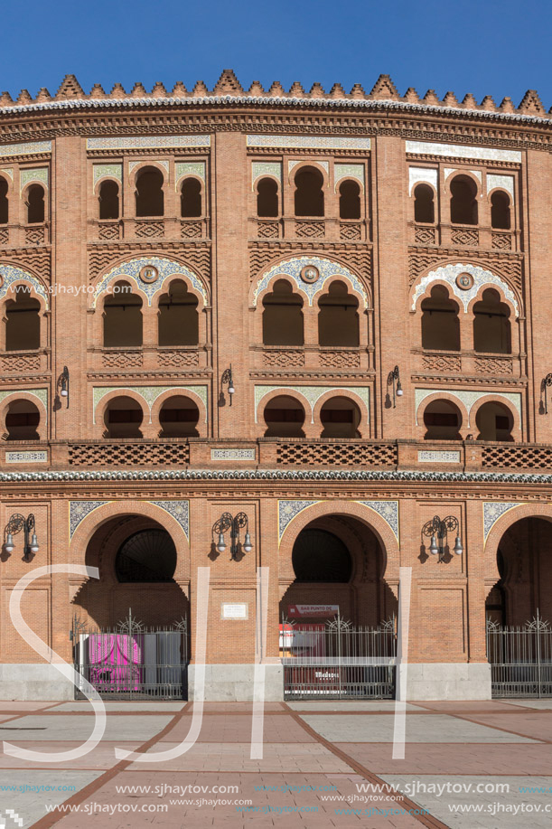 MADRID, SPAIN - JANUARY 24, 2018:  Las Ventas Bullring (Plaza de Toros de Las Ventas) situated at Plaza de torros in City of Madrid, Spain