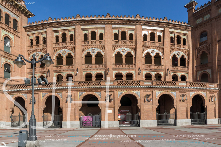 MADRID, SPAIN - JANUARY 24, 2018:  Las Ventas Bullring (Plaza de Toros de Las Ventas) situated at Plaza de torros in City of Madrid, Spain