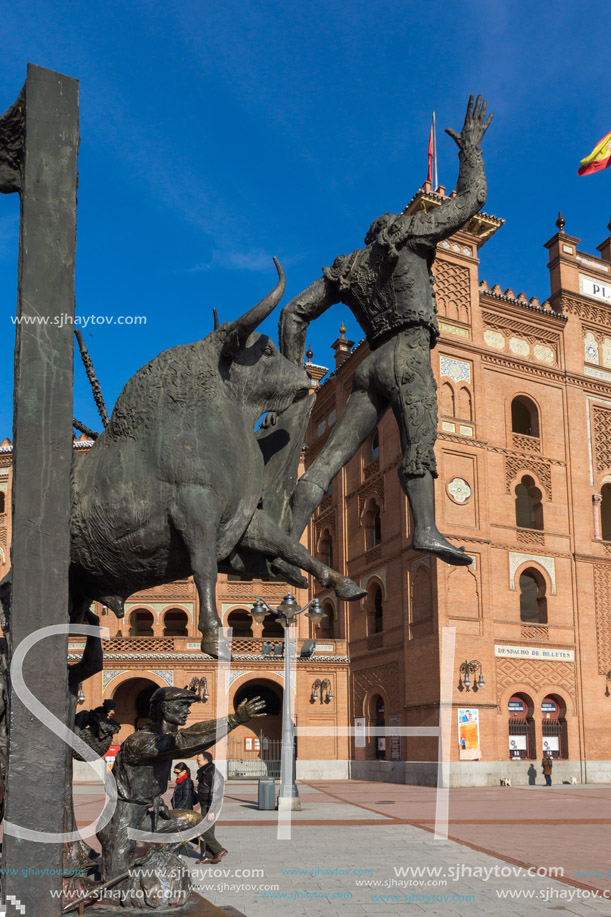 MADRID, SPAIN - JANUARY 24, 2018:  Las Ventas Bullring (Plaza de Toros de Las Ventas) situated at Plaza de torros in City of Madrid, Spain