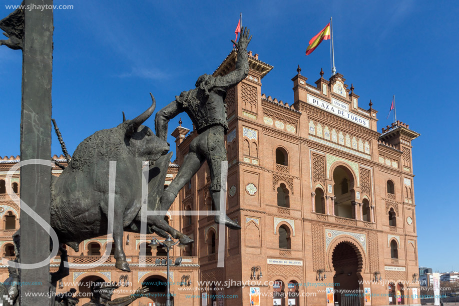 MADRID, SPAIN - JANUARY 24, 2018:  Las Ventas Bullring (Plaza de Toros de Las Ventas) situated at Plaza de torros in City of Madrid, Spain