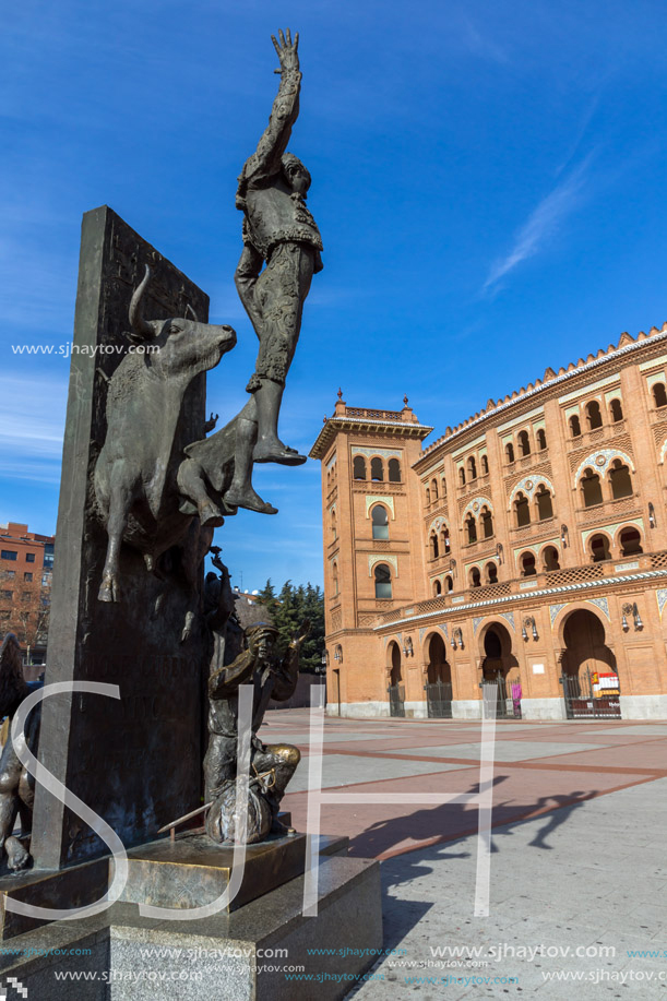 MADRID, SPAIN - JANUARY 24, 2018:  Las Ventas Bullring (Plaza de Toros de Las Ventas) situated at Plaza de torros in City of Madrid, Spain