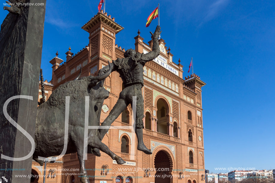 MADRID, SPAIN - JANUARY 24, 2018:  Las Ventas Bullring (Plaza de Toros de Las Ventas) situated at Plaza de torros in City of Madrid, Spain