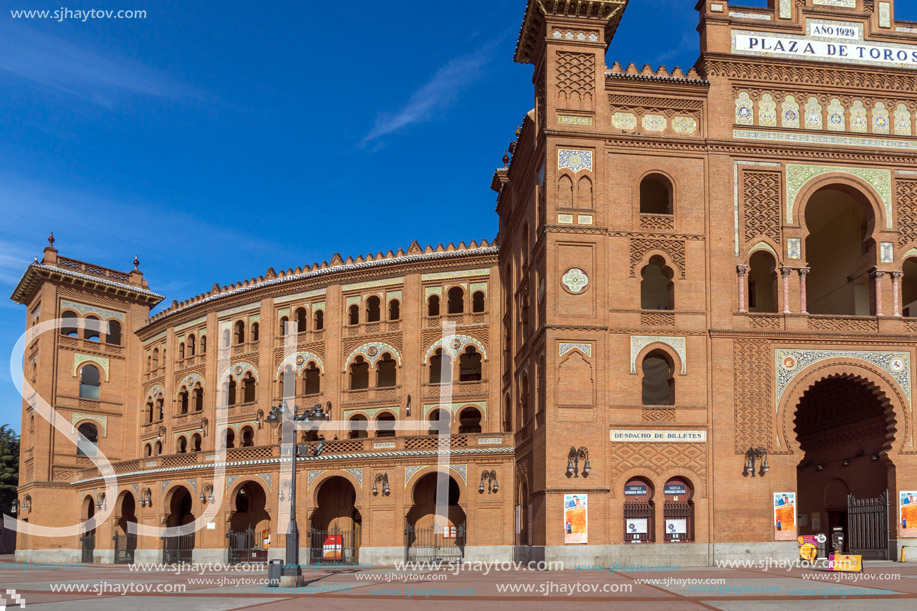 MADRID, SPAIN - JANUARY 24, 2018:  Las Ventas Bullring (Plaza de Toros de Las Ventas) situated at Plaza de torros in City of Madrid, Spain