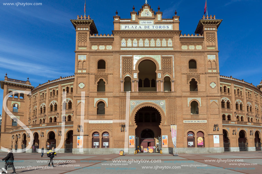 MADRID, SPAIN - JANUARY 24, 2018:  Las Ventas Bullring (Plaza de Toros de Las Ventas) situated at Plaza de torros in City of Madrid, Spain