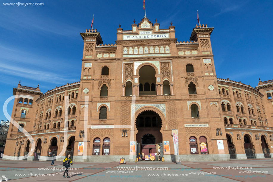 MADRID, SPAIN - JANUARY 24, 2018:  Las Ventas Bullring (Plaza de Toros de Las Ventas) situated at Plaza de torros in City of Madrid, Spain