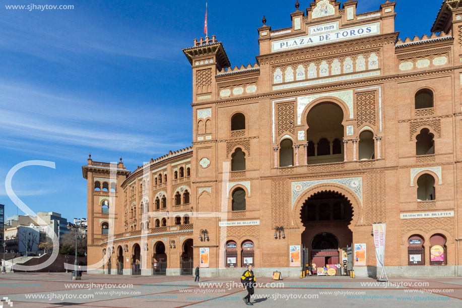 MADRID, SPAIN - JANUARY 24, 2018:  Las Ventas Bullring (Plaza de Toros de Las Ventas) situated at Plaza de torros in City of Madrid, Spain