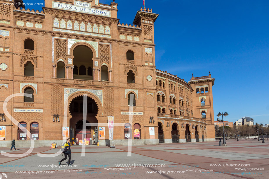 MADRID, SPAIN - JANUARY 24, 2018:  Las Ventas Bullring (Plaza de Toros de Las Ventas) situated at Plaza de torros in City of Madrid, Spain