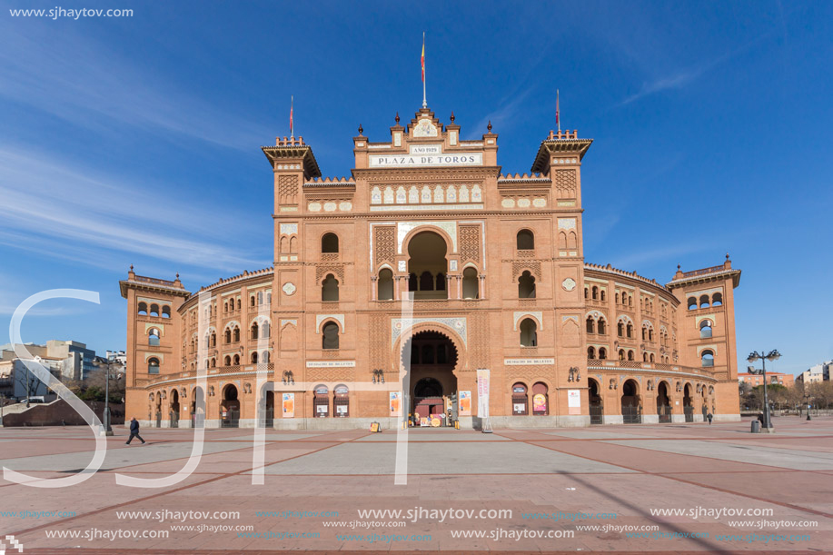 MADRID, SPAIN - JANUARY 24, 2018:  Las Ventas Bullring (Plaza de Toros de Las Ventas) situated at Plaza de torros in City of Madrid, Spain