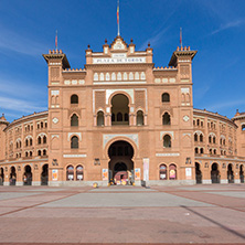 MADRID, SPAIN - JANUARY 24, 2018:  Las Ventas Bullring (Plaza de Toros de Las Ventas) situated at Plaza de torros in City of Madrid, Spain