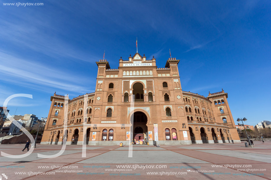 MADRID, SPAIN - JANUARY 24, 2018:  Las Ventas Bullring (Plaza de Toros de Las Ventas) situated at Plaza de torros in City of Madrid, Spain