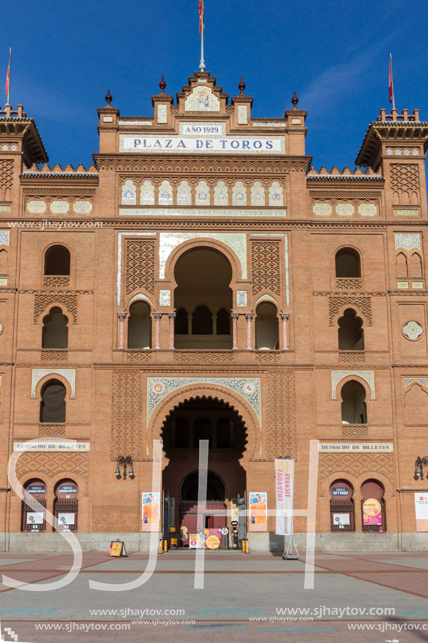 MADRID, SPAIN - JANUARY 24, 2018:  Las Ventas Bullring (Plaza de Toros de Las Ventas) situated at Plaza de torros in City of Madrid, Spain