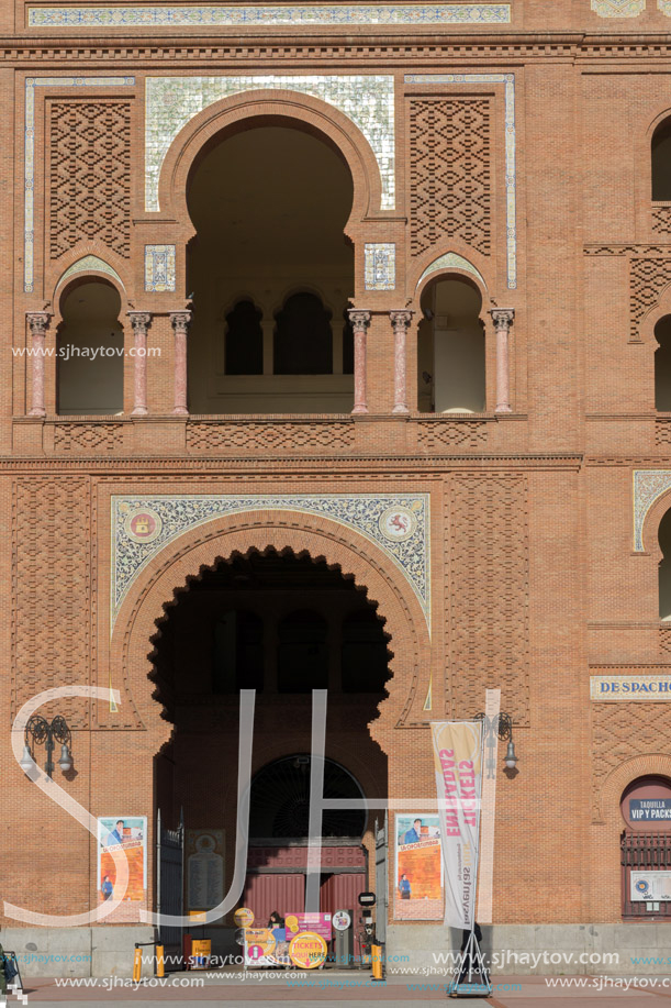 MADRID, SPAIN - JANUARY 24, 2018:  Las Ventas Bullring (Plaza de Toros de Las Ventas) situated at Plaza de torros in City of Madrid, Spain