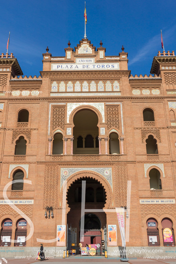 MADRID, SPAIN - JANUARY 24, 2018:  Las Ventas Bullring (Plaza de Toros de Las Ventas) situated at Plaza de torros in City of Madrid, Spain