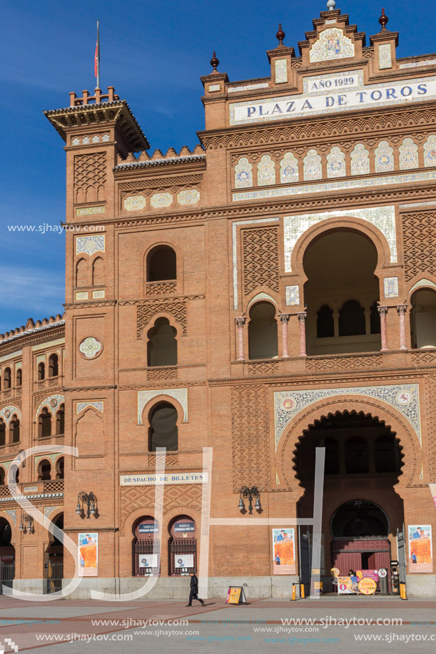 MADRID, SPAIN - JANUARY 24, 2018:  Las Ventas Bullring (Plaza de Toros de Las Ventas) situated at Plaza de torros in City of Madrid, Spain