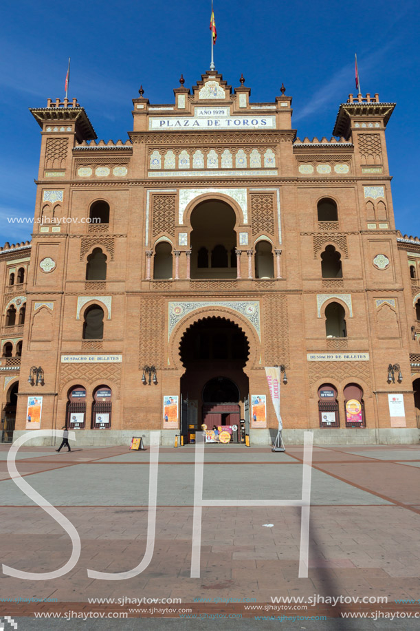 MADRID, SPAIN - JANUARY 24, 2018:  Las Ventas Bullring (Plaza de Toros de Las Ventas) situated at Plaza de torros in City of Madrid, Spain