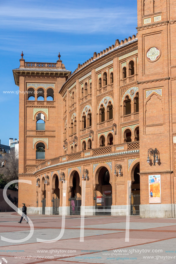 MADRID, SPAIN - JANUARY 24, 2018:  Las Ventas Bullring (Plaza de Toros de Las Ventas) situated at Plaza de torros in City of Madrid, Spain