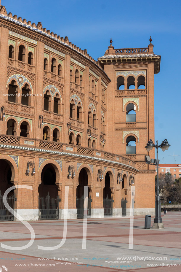 MADRID, SPAIN - JANUARY 24, 2018:  Las Ventas Bullring (Plaza de Toros de Las Ventas) situated at Plaza de torros in City of Madrid, Spain