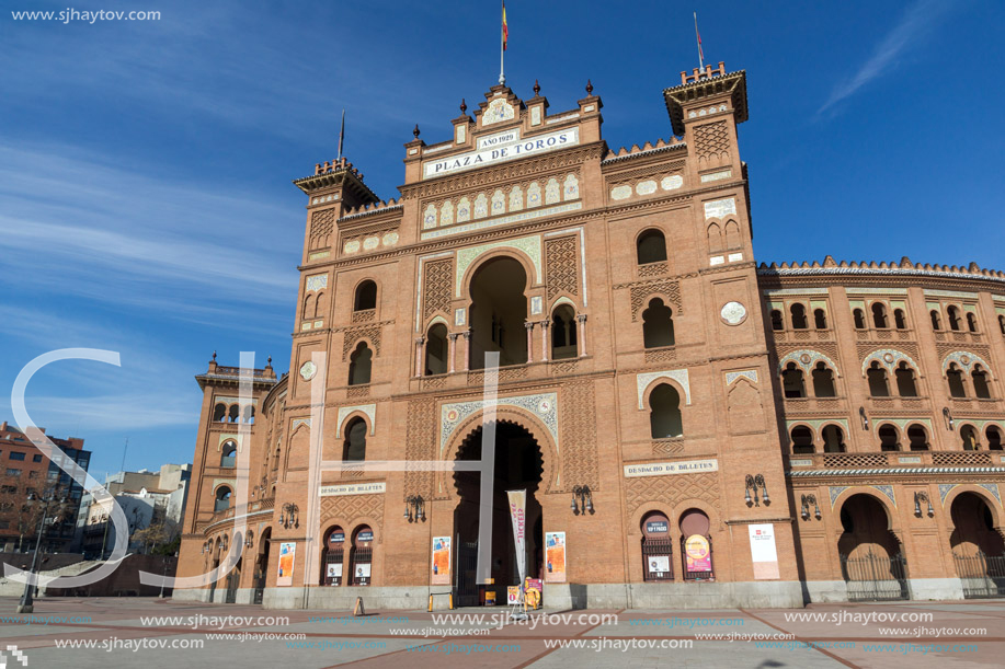 MADRID, SPAIN - JANUARY 24, 2018:  Las Ventas Bullring (Plaza de Toros de Las Ventas) situated at Plaza de torros in City of Madrid, Spain