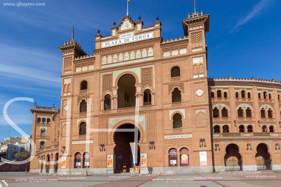 MADRID, SPAIN - JANUARY 24, 2018:  Las Ventas Bullring (Plaza de Toros de Las Ventas) situated at Plaza de torros in City of Madrid, Spain