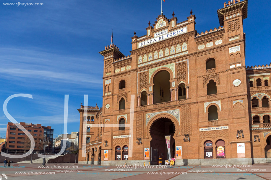 MADRID, SPAIN - JANUARY 24, 2018:  Las Ventas Bullring (Plaza de Toros de Las Ventas) situated at Plaza de torros in City of Madrid, Spain