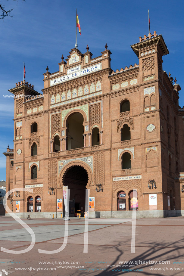 MADRID, SPAIN - JANUARY 24, 2018:  Las Ventas Bullring (Plaza de Toros de Las Ventas) situated at Plaza de torros in City of Madrid, Spain