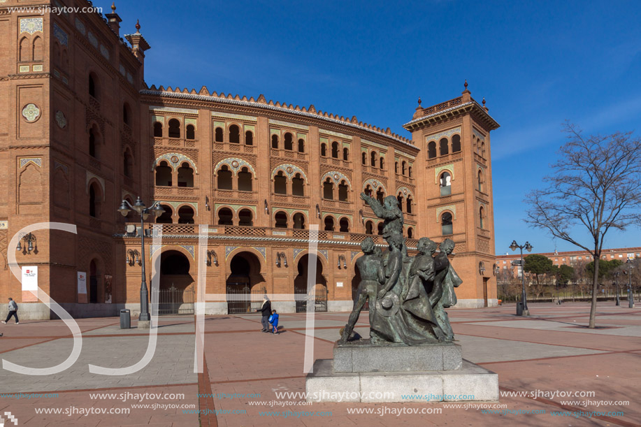 MADRID, SPAIN - JANUARY 24, 2018:  Las Ventas Bullring (Plaza de Toros de Las Ventas) situated at Plaza de torros in City of Madrid, Spain