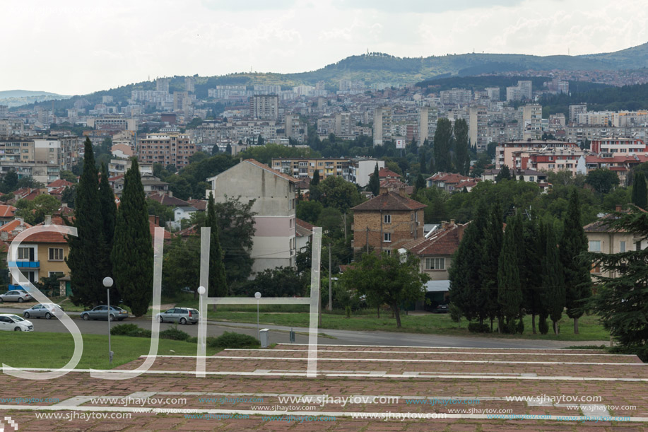 STARA ZAGORA, BULGARIA - AUGUST 5, 2018: Panoramic view of city of Stara Zagora, Bulgaria