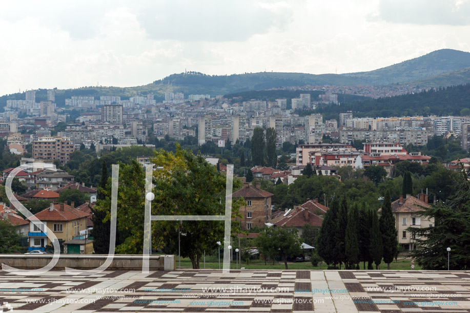 STARA ZAGORA, BULGARIA - AUGUST 5, 2018: Panoramic view of city of Stara Zagora, Bulgaria