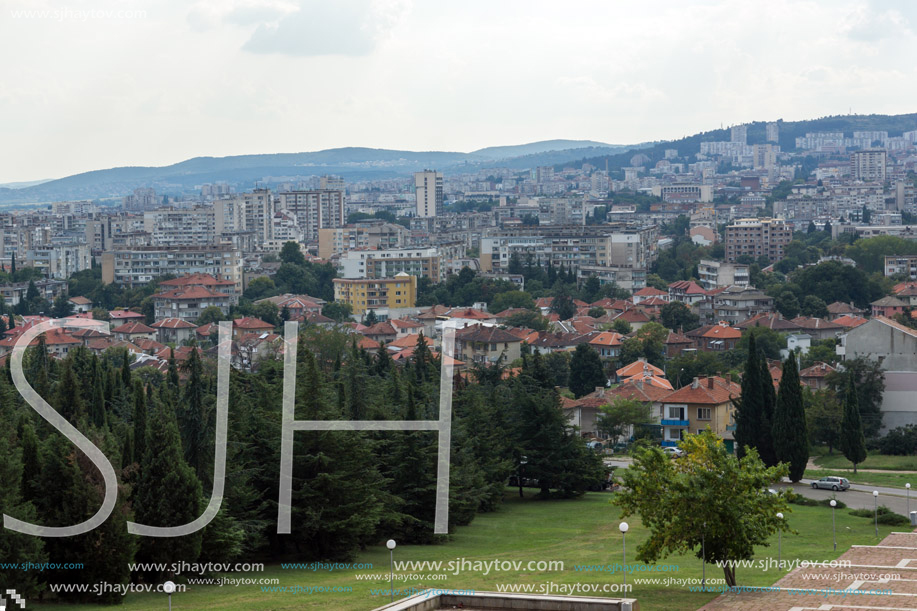 STARA ZAGORA, BULGARIA - AUGUST 5, 2018: Panoramic view of city of Stara Zagora, Bulgaria