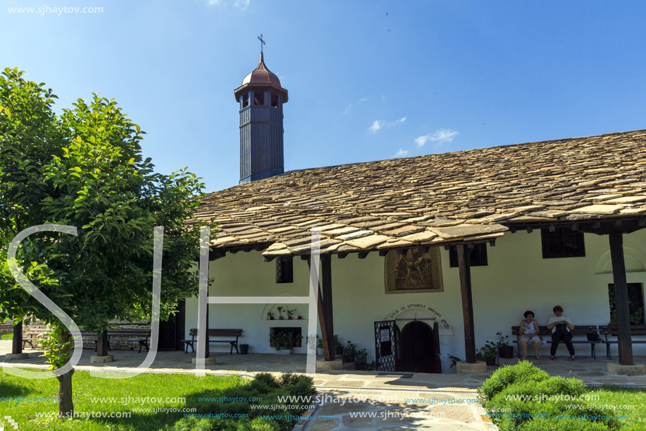 TRYAVNA, BULGARIA - JULY 6, 2018:  Medieval Church of St. Archangel Michael in historical town of Tryavna, Gabrovo region, Bulgaria