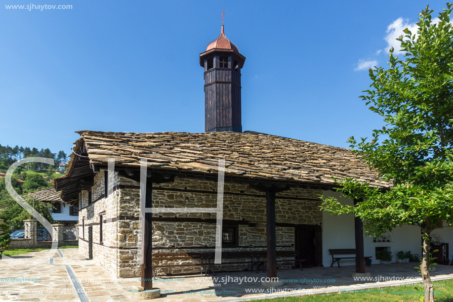 TRYAVNA, BULGARIA - JULY 6, 2018:  Medieval Church of St. Archangel Michael in historical town of Tryavna, Gabrovo region, Bulgaria