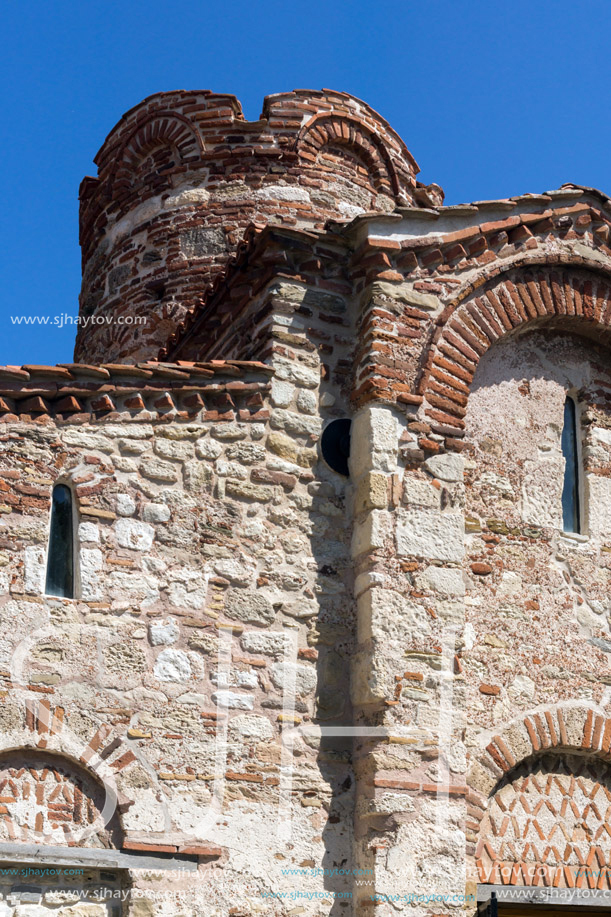 NESSEBAR, BULGARIA - AUGUST 12, 2018: Exterior of Ancient Church of Saint John the Baptist in the town of Nessebar, Burgas Region, Bulgaria