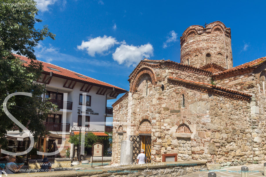 NESSEBAR, BULGARIA - AUGUST 12, 2018: Exterior of Ancient Church of Saint John the Baptist in the town of Nessebar, Burgas Region, Bulgaria