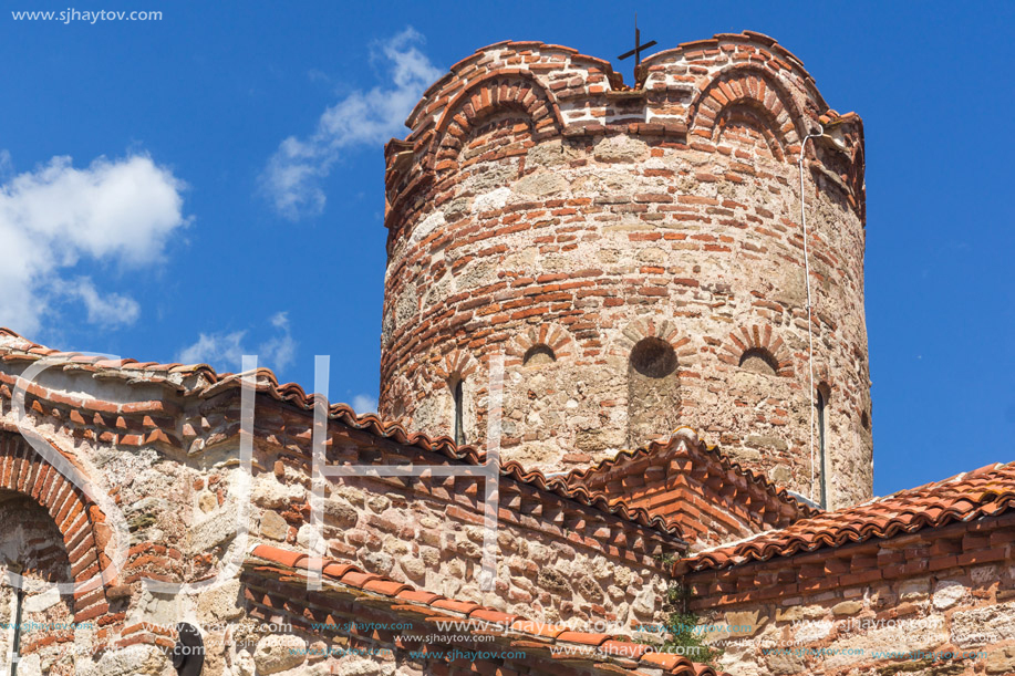 NESSEBAR, BULGARIA - AUGUST 12, 2018: Exterior of Ancient Church of Saint John the Baptist in the town of Nessebar, Burgas Region, Bulgaria