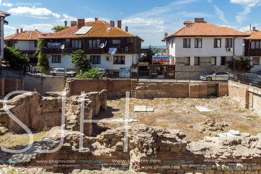 NESSEBAR, BULGARIA - AUGUST 12, 2018: Early Byzantine thermae in old town of Nessebar, Burgas Region, Bulgaria